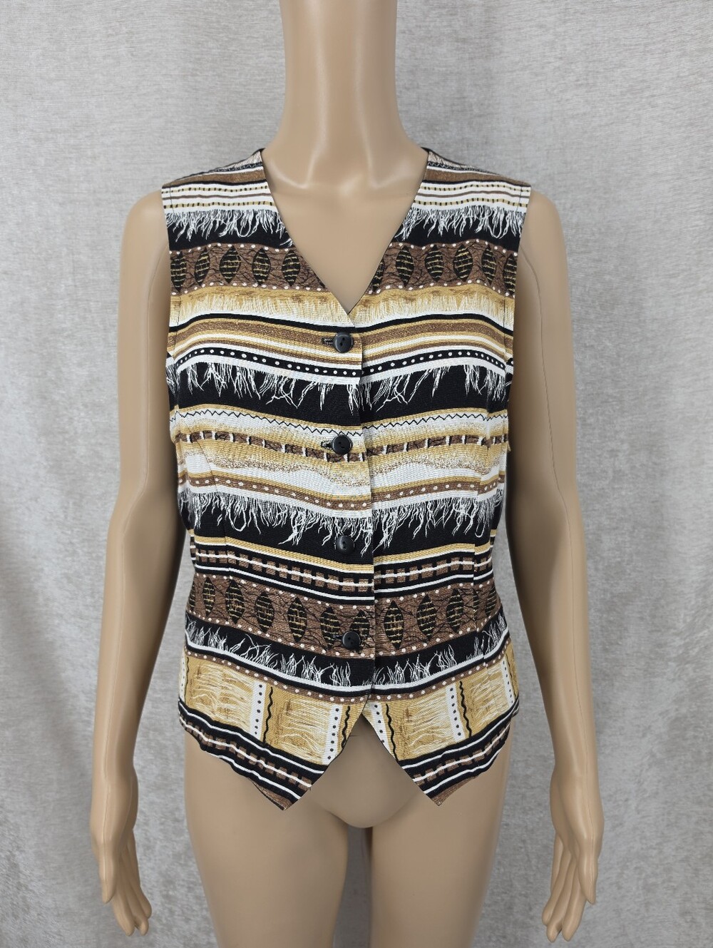 Vintage Tribal Neutral Earth Tones Vest Boho Waistcoat